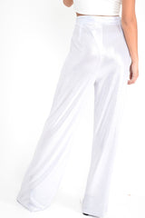 Silver Metallic High Waist Wide Leg Trousers - Lissette