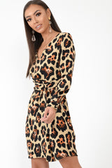 Leopard Wrap Belted Dress - Keniah