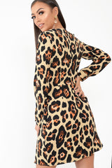 Leopard Wrap Belted Dress - Keniah