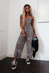 Leopard Print Plunge Wrap Culotte Jumpsuit - Talani