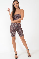 Leopard Print Cycling Shorts And Bandeau Co-Ord - Kahea