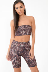 Leopard Print Cycling Shorts And Bandeau Co-Ord - Kahea