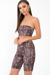 Leopard Print Cycling Shorts And Bandeau Co-Ord - Kahea