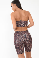 Leopard Print Cycling Shorts And Bandeau Co-Ord - Kahea