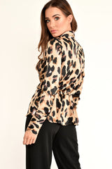 Leopard Knot Front Plunge Shirt - Jurnie