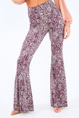 Leopard Print High Waisted Flared Trousers - Kamryn