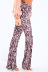 Leopard Print High Waisted Flared Trousers - Kamryn