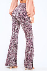 Leopard Print High Waisted Flared Trousers - Kamryn