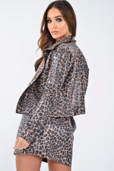 Leopard Print Coated Trucker Jacket - Nikole
