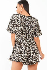 Leopard Print Wrap Front Frill Playsuit - Aadvi