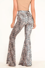 Leopard Print Velvet High Waisted Flared Trousers - Kamryn