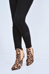 Leopard Faux Suede Stud Trim Shoe Boots - Haven