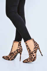 Leopard Faux Suede Stud Trim Shoe Boots - Haven