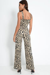 Leopard Print Crop Top And Wide Leg Trouser Co-ord - Talyn
