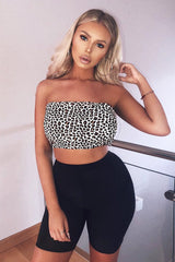 Leopard Print Bandeau Crop Top - Alinna