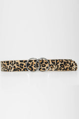 Leopard Print Patent Double Circle Buckle Belt - Tansy