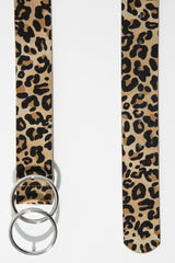 Leopard Print Patent Double Circle Buckle Belt - Tansy