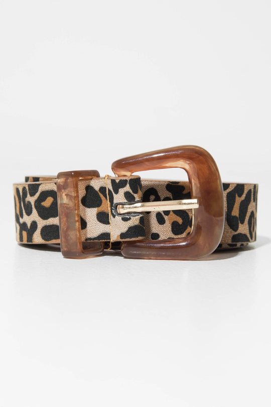 Leopard Print Tortoise Shell Detail Belt - Arabell