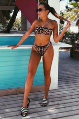 Leopard Print Bandeau Bikini - Kenadee