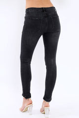 Black Denim Stud And Eyelet Ring  Jeans - Lesha