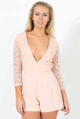 Rose Plunge Playsuit - Lesley