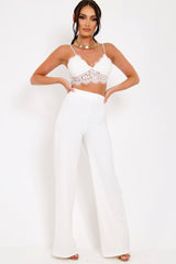 White Lace Cami Strap Crop Top - Lesta