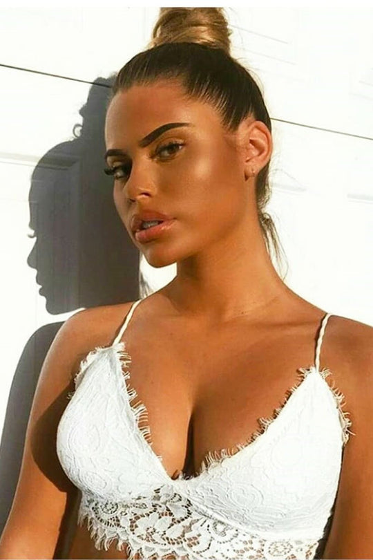 White Lace Cami Strap Crop Top - Lesta