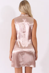 Pink Metallic High Neck Cut Out Dress - Letty