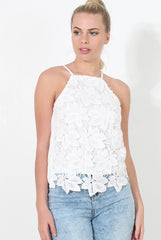 White Crochet Strappy Top - Lexah