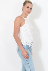 White Crochet Strappy Top - Lexah