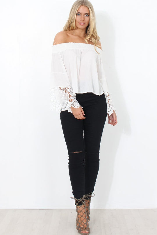 Lexie White Off The Shoulder Crop Top