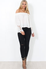 Lexie White Off The Shoulder Crop Top