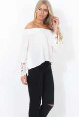 Lexie White Off The Shoulder Crop Top