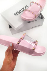 Pink Studded Clear Sliders - Libertee
