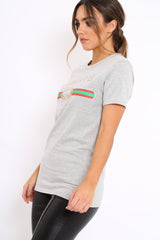 Grey Liberte Slogan T-shirt - Eleanor