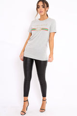 Grey Liberte Slogan T-shirt - Eleanor