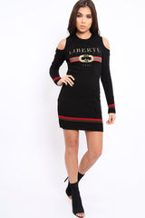 Black Liberte Slogan Jumper Dress - Lizeth