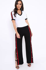 White Ribbed Bodysuit with Contrast Trim - Libi