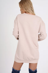 Light Pink Distressed Detail Sweatshirt Jumper Dress - Ivy