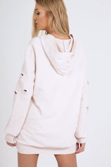 Light Pink Distressed Oversized Hoodie - Khloe