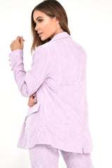 Lilac Corduroy Gold Button Blazer - Charissa