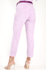 Lilac Corduroy High Waist Tapered Trousers - Emmelia