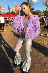 Lilac Shaggy Crop Jacket - Neha