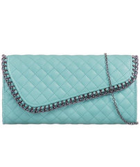Quilted Asymmetric Chain Detail Clutch - Lila