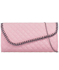 Quilted Asymmetric Chain Detail Clutch - Lila