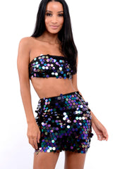 Black Sequin Boob Tube and Skirt Co ord - Lilia
