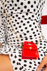 Red Faux Leather Micro Mini Bag - Cailee