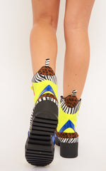 Multi Neon Animal Print Military Style Lace Up Boots - Inari