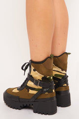 Olive Green Camo Military Buckle Boots - Jacara