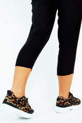 Black Leopard Print Lace Up Sole Detail Trainers - Talitha